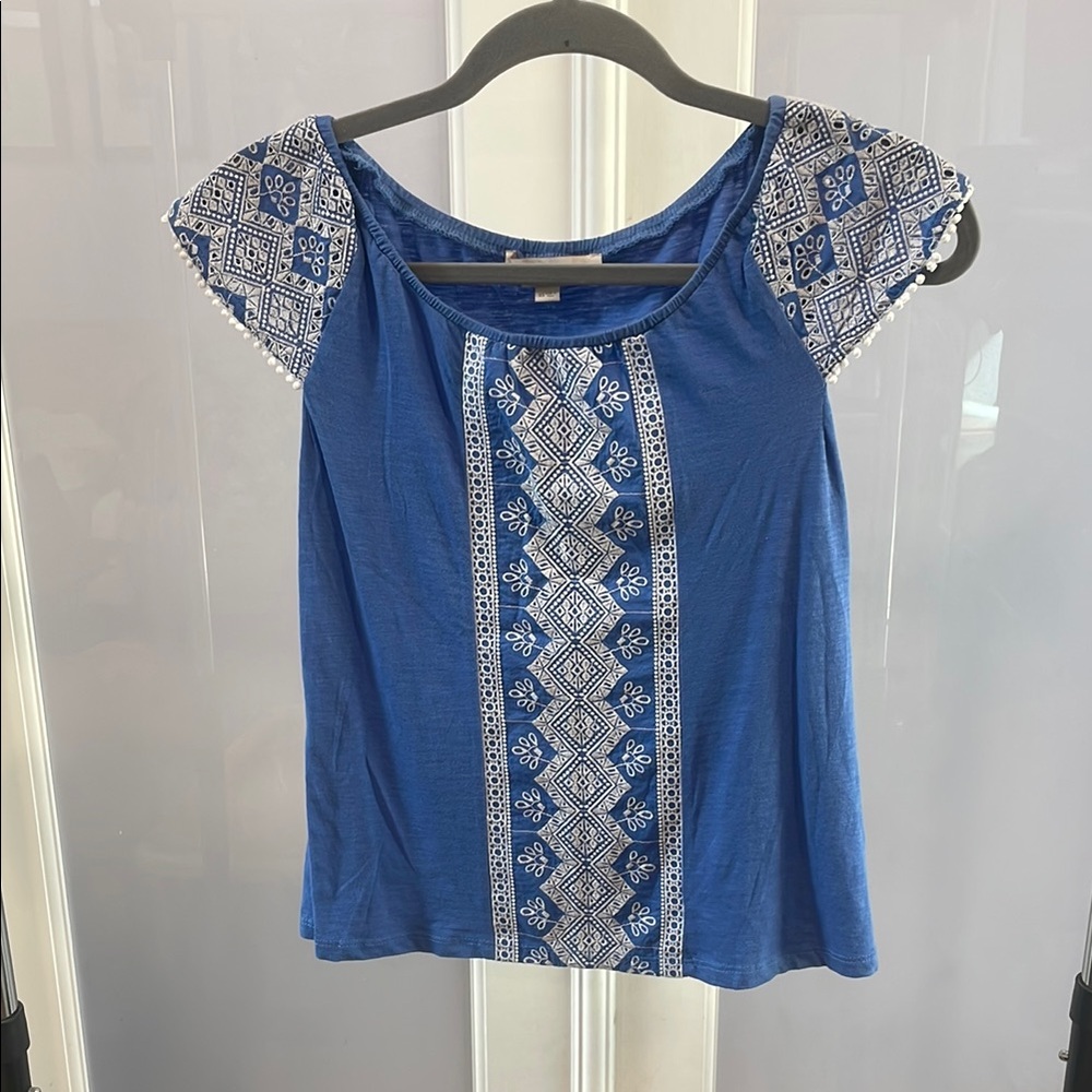 Blue Embroidered Women's Top